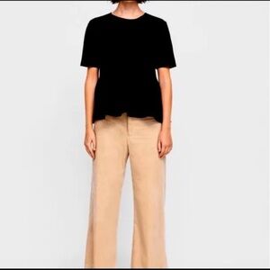 Zara Black Crew Neck Short Sleeve Peplum blouse